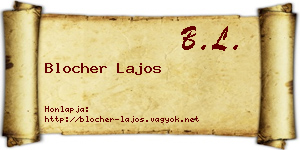 Blocher Lajos névjegykártya